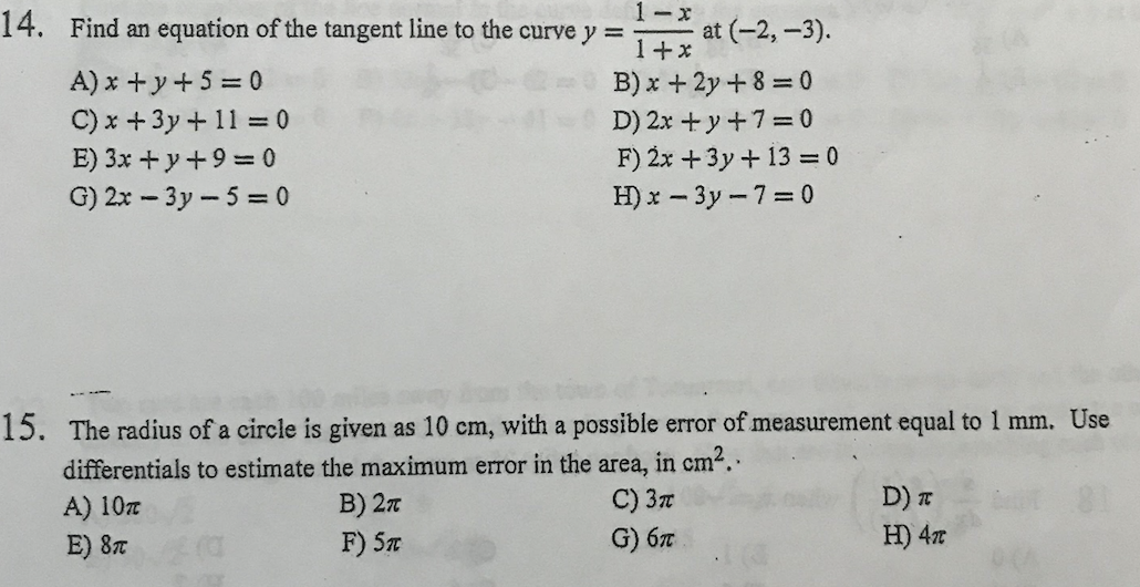 1 X 14 Find An Equation Of The Tangent Line To The Chegg Com
