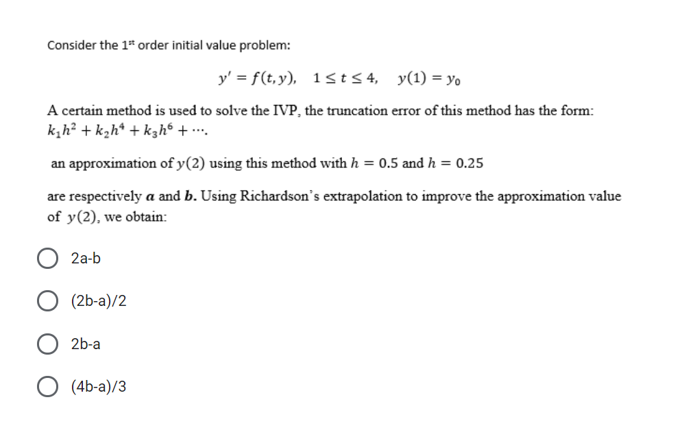 Solved Consider the 1" order initial value problem: y' = | Chegg.com