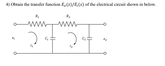 Solved 4) Obtain the transfer function Ea (s)/E (s） of the | Chegg.com