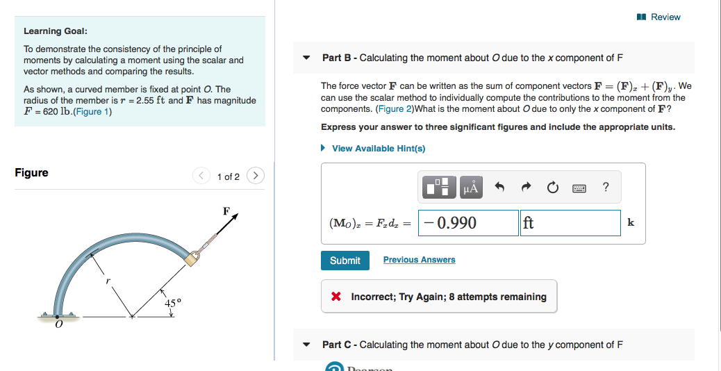 Solved Principle Of Moments 4 Of 7 Review Part A - | Chegg.com