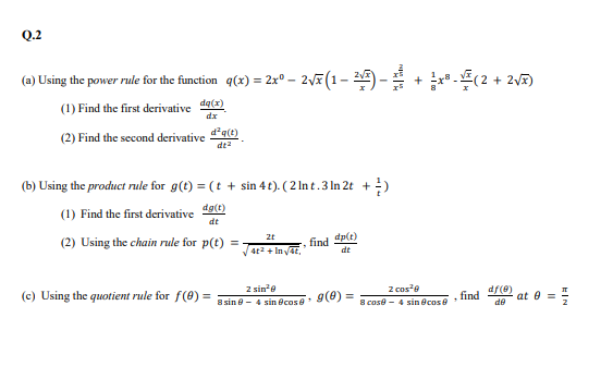 Solved A Using The Power Rule For The Function