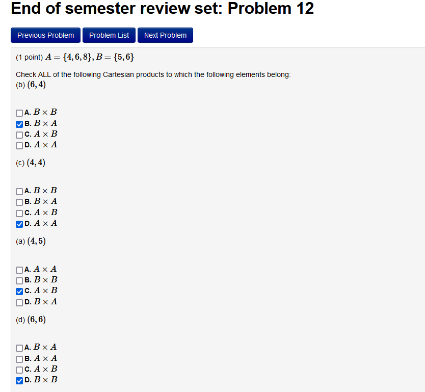 Solved A={4,6,8},B={5,6} Check ALL Of The Following | Chegg.com