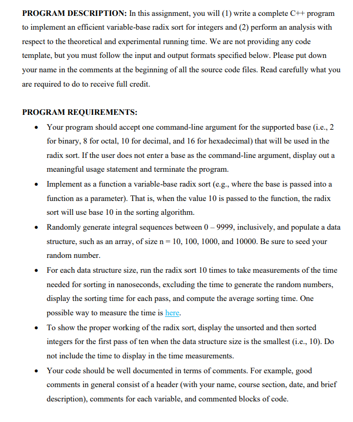 PROGRAM DESCRIPTION: In this assignment, you will (1) | Chegg.com