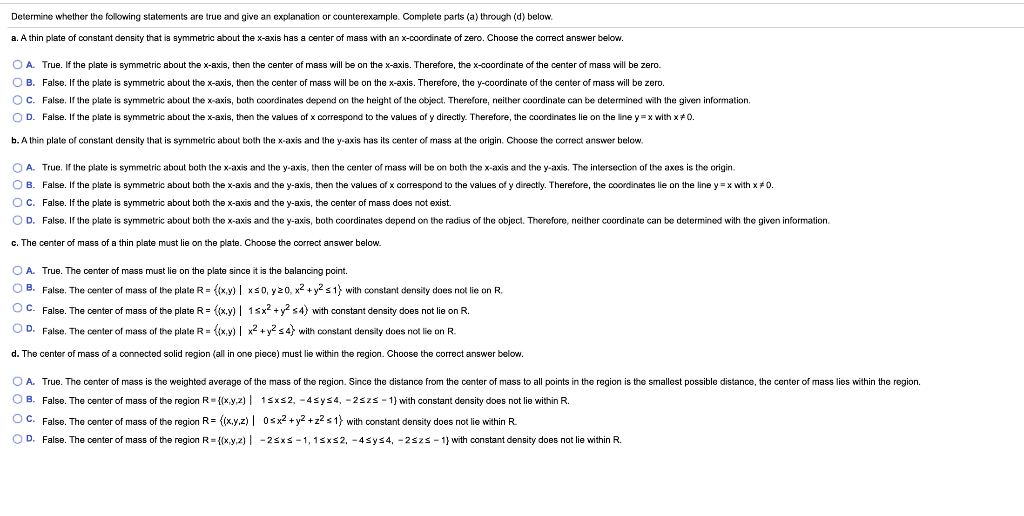 Solved Determine whether the following statements are true | Chegg.com