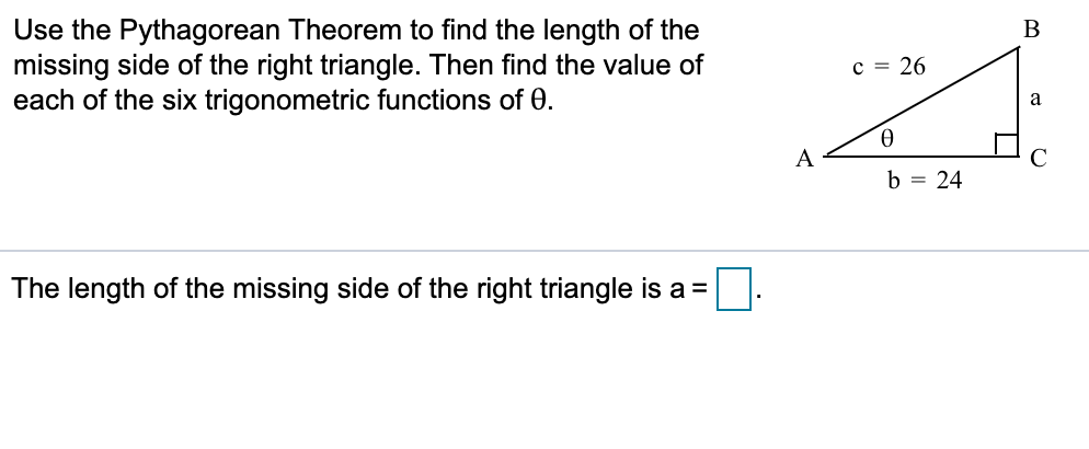 Solved В Use the Pythagorean Theorem to find the length of | Chegg.com