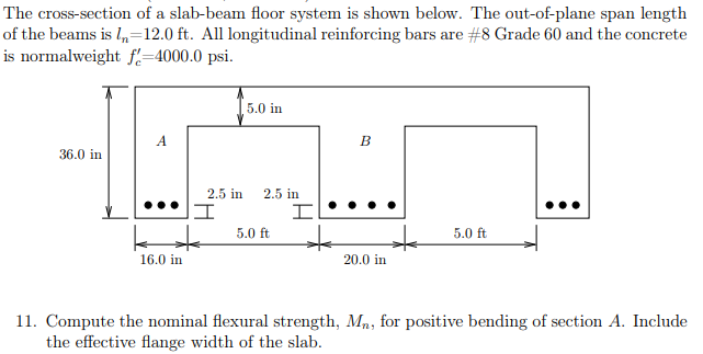 Solved The cross-section of a slab-beam floor system is | Chegg.com