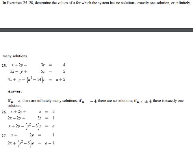 Solved In Exercises 25-28, determine the values of a for | Chegg.com