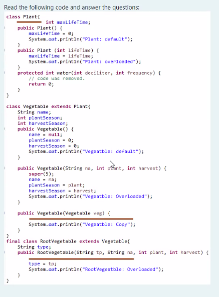 Solved Read the following code and answer the questions: | Chegg.com