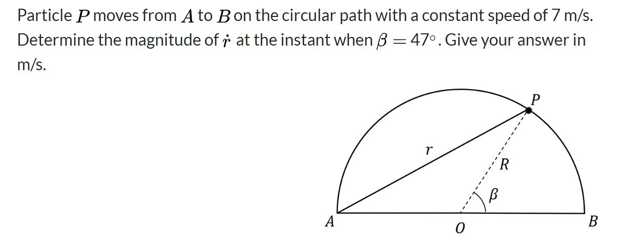 Solved Particle P Moves From A To B On The Circular Path Chegg Com