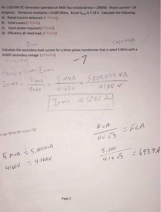 Solved 1) Calculate the following Phase Angle, Power