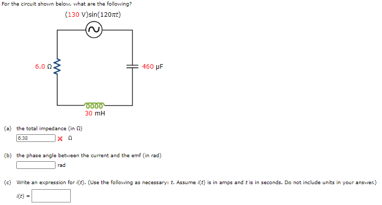 Solved For The Circuit Shown Below, What Are The Following? | Chegg.com