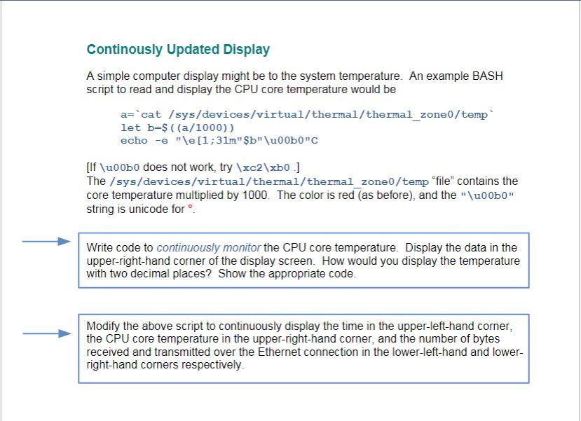 Solved Continously Updated Display A simple computer display | Chegg.com