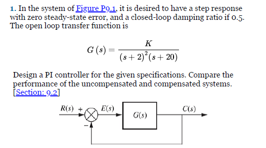 1. In the system of Figure P9.1, it is desired to | Chegg.com
