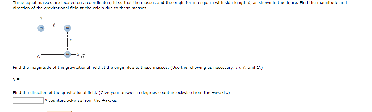 Solved Three equal masses are located on a coordinate grid | Chegg.com