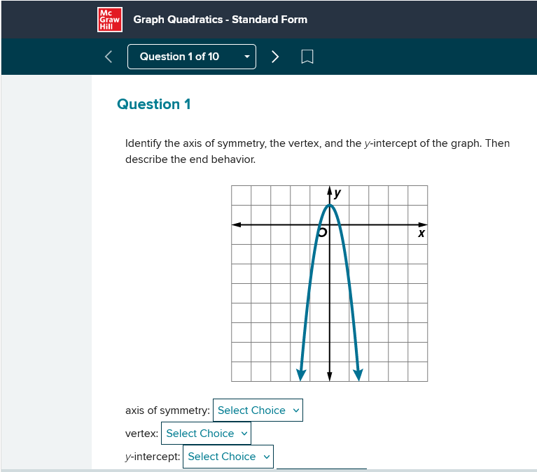 algebra 2 assignment identify the vertex axis of symmetry