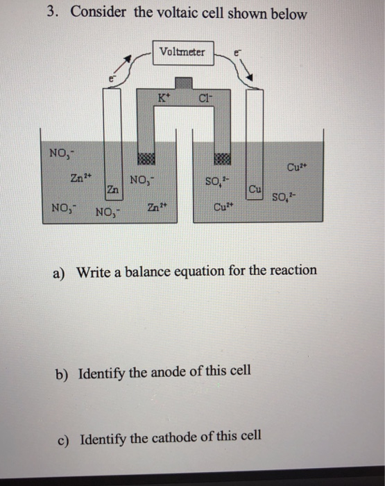 Solved 3. Consider the voltaic cell shown below Voltmeter e | Chegg.com