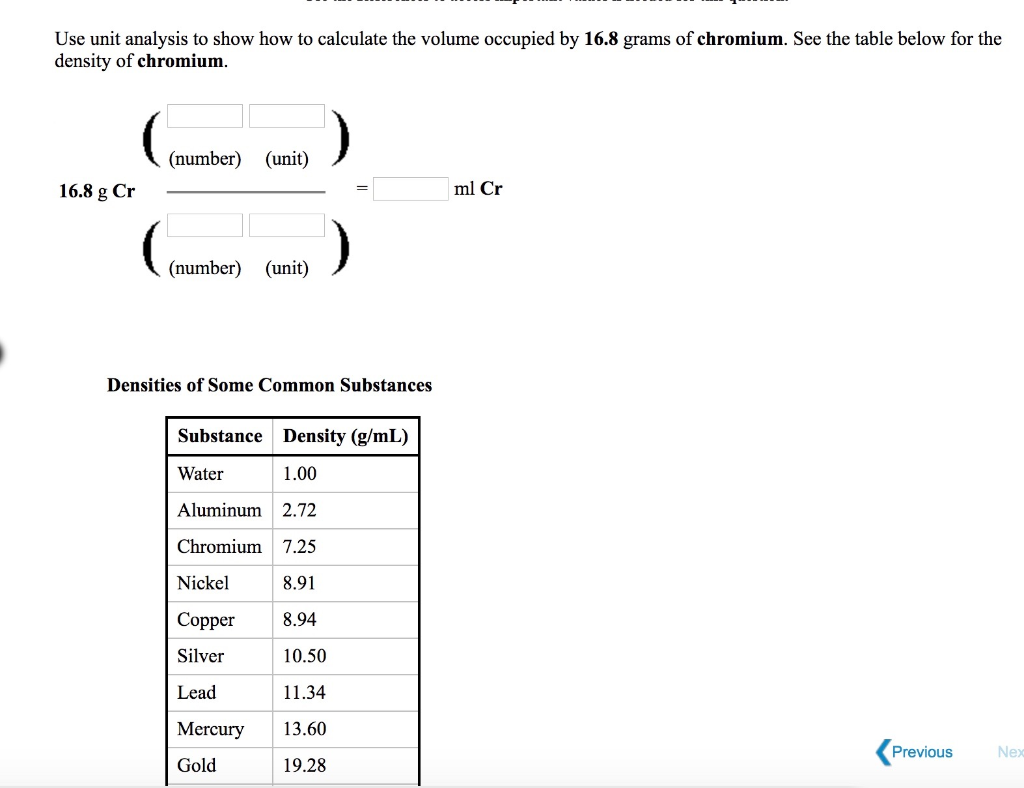 Solved Use unit analysis to show how to calculate the volume