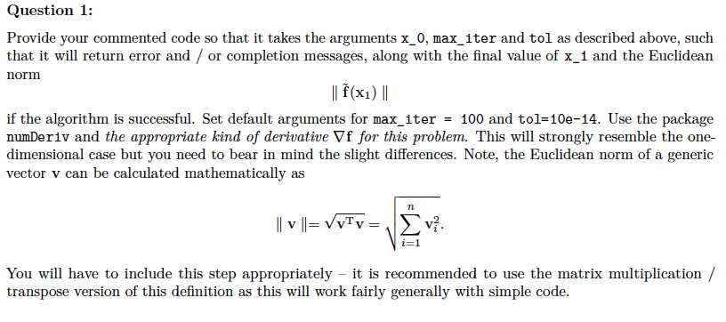 Section 1: Code Newton's method in multiple variables | Chegg.com