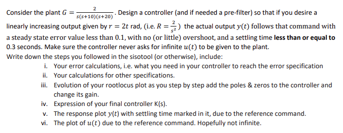 2 Consider the plant G Design a controller (and if | Chegg.com