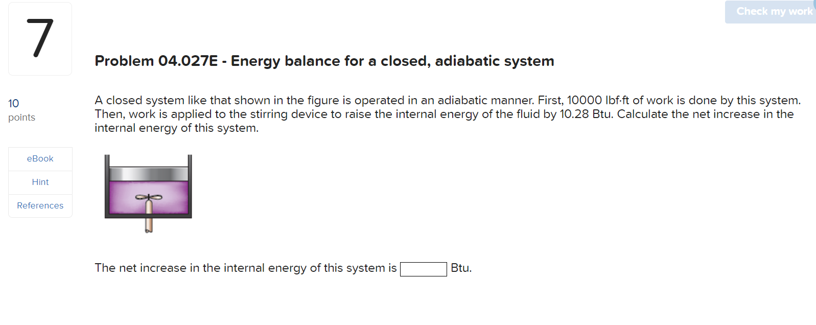 Solved Problem 04.027E Energy balance for a closed Chegg