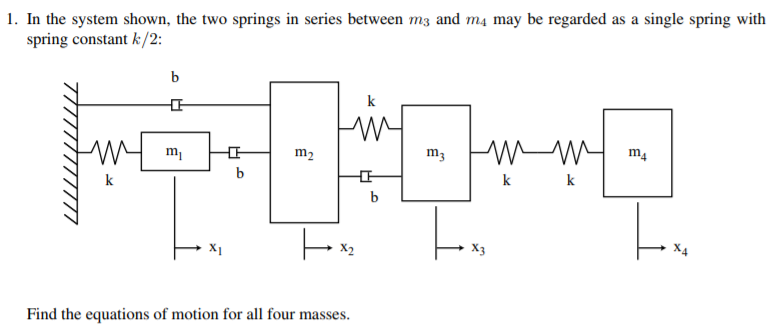 Solved 1. In the system shown, the two springs in series | Chegg.com