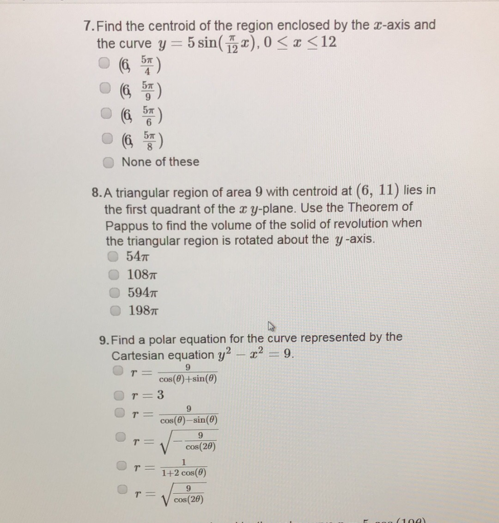 Solved 7.Find the centroid of the region enclosed by the | Chegg.com