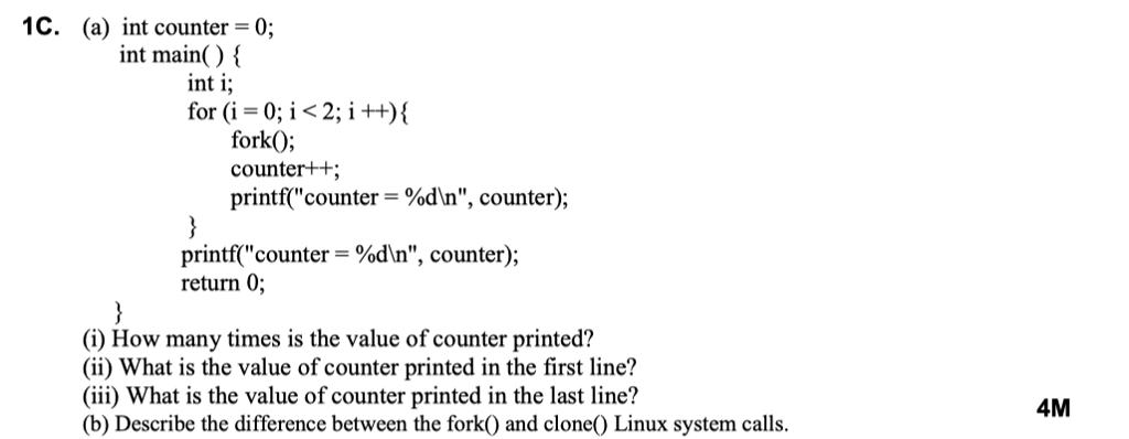 Solved 1c. (a) Int Counter- 0 Int Main) Int I For (i-0; I