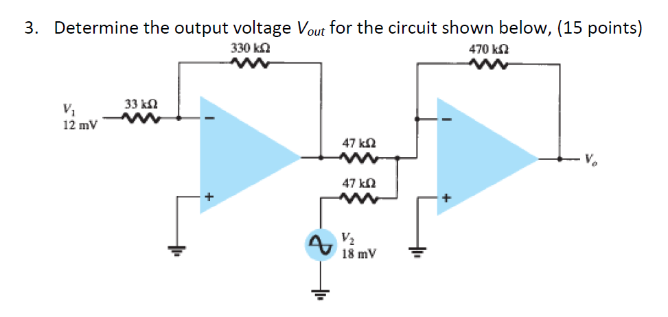Solved 3. Determine the output voltage Vout for the circuit | Chegg.com