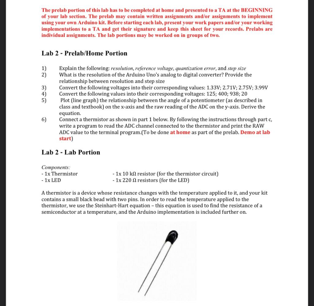 Solved The prelab portion of this lab has to be completed at | Chegg.com
