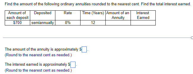 Solved Find the amount of the following ordinary annuities | Chegg.com