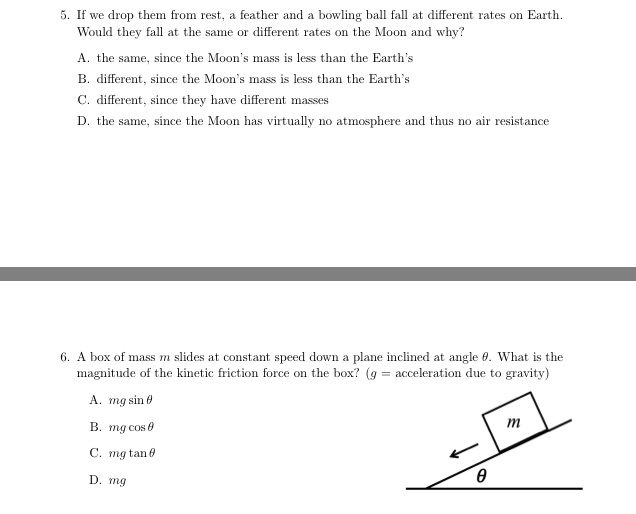 Solved 5. If we drop them from rest, a feather and a bowling