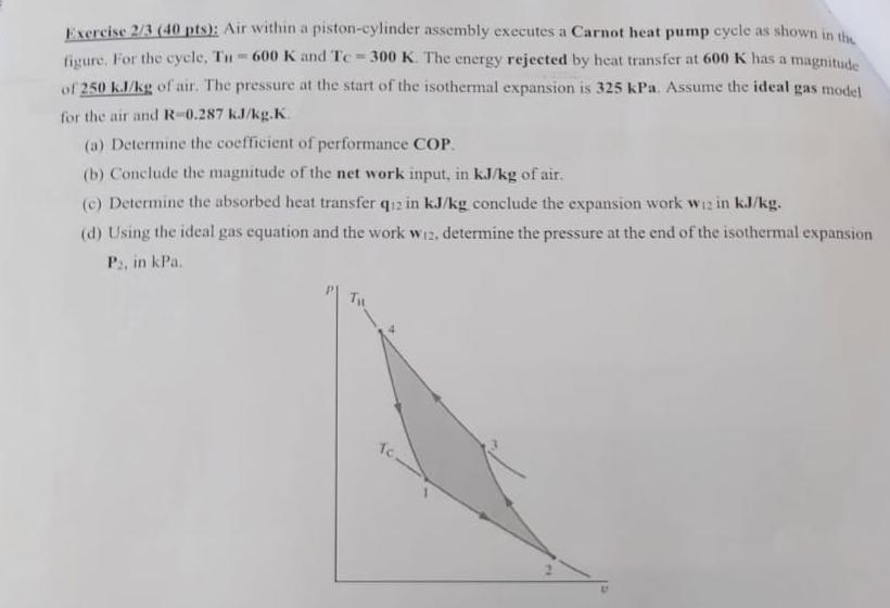 Solved Exercise 2/3 (40 pts) Air within a pistoncylinder