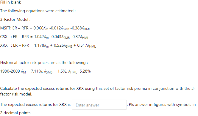 Solved Fill in blank The following equations were estimated | Chegg.com