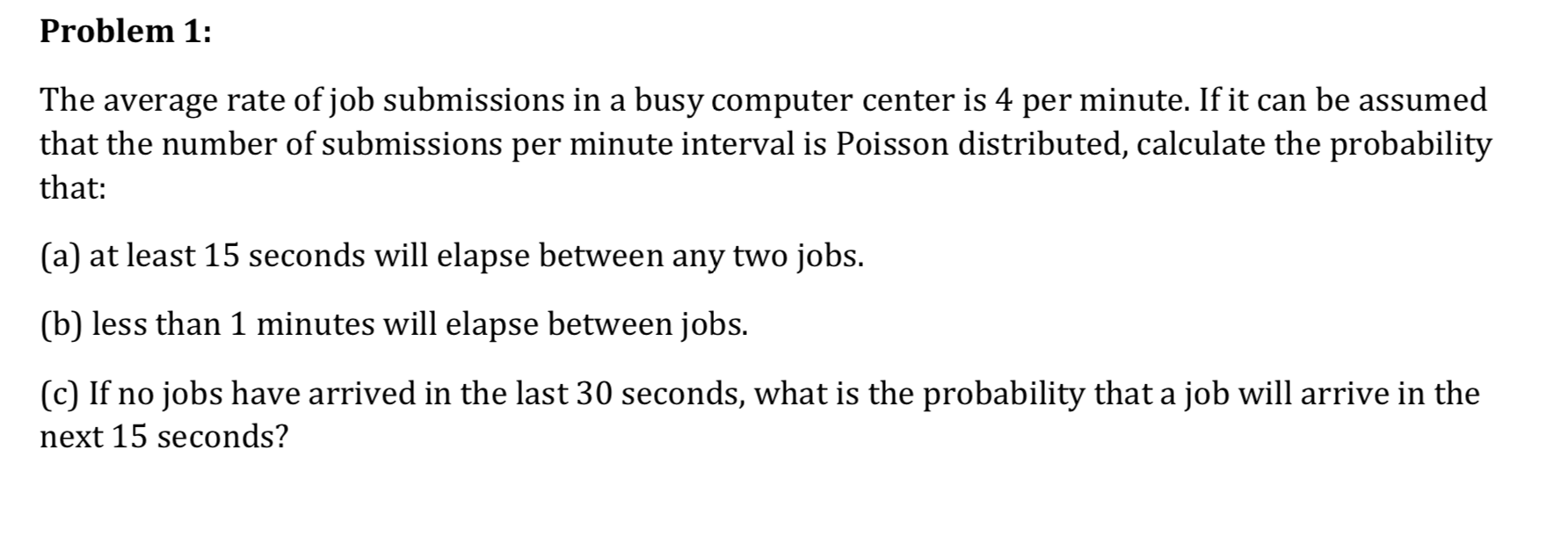 Solved Problem 1: The average rate of job submissions in a | Chegg.com