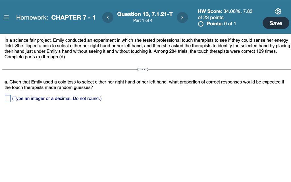 Solved = Homework: CHAPTER 7 - 1 Question 13, 7.1.21-T Part | Chegg.com