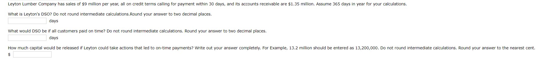 Solved What is Levton's DSO? Do not round intermediate | Chegg.com