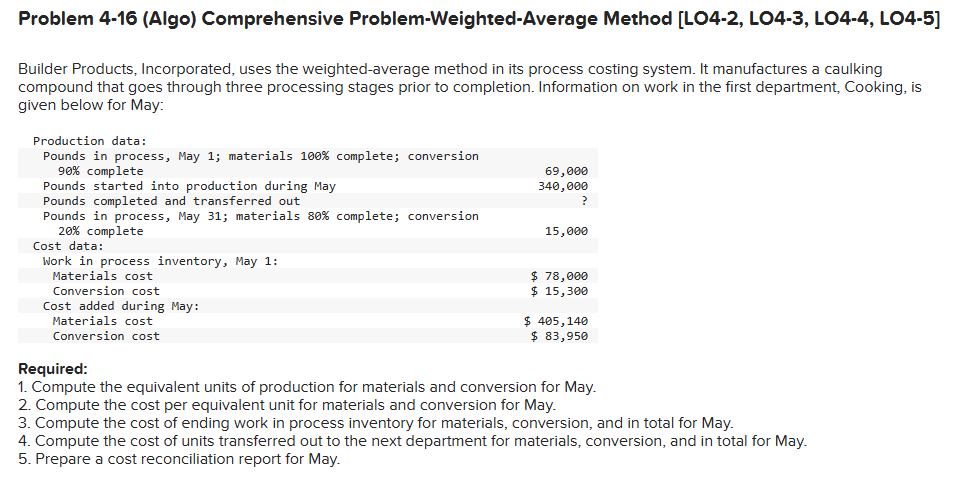 Solved Problem 4-16 (Algo) Comprehensive | Chegg.com