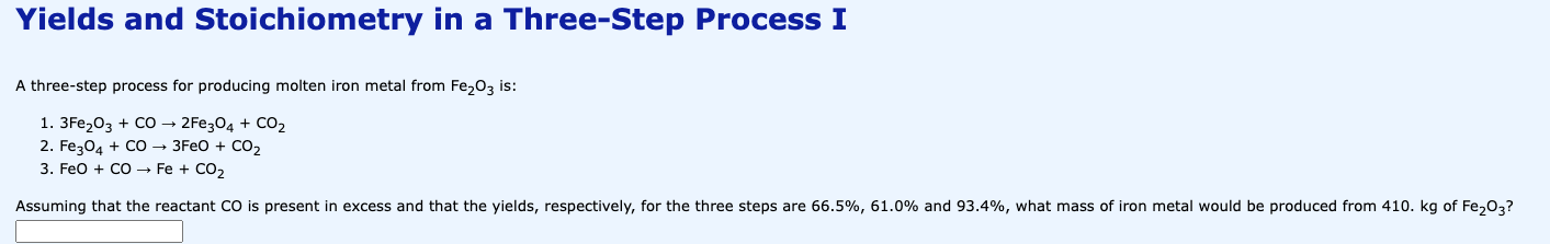 Solved Yields and Stoichiometry in a Three-Step Process I A | Chegg.com