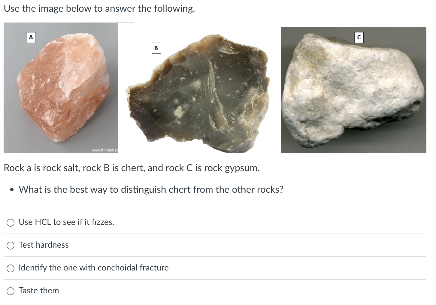 Solved Use The Image Below To Answer The Following. Rock A | Chegg.com