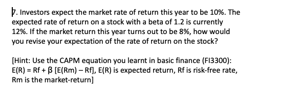 Solved 5. Investors expect the market rate of return this | Chegg.com