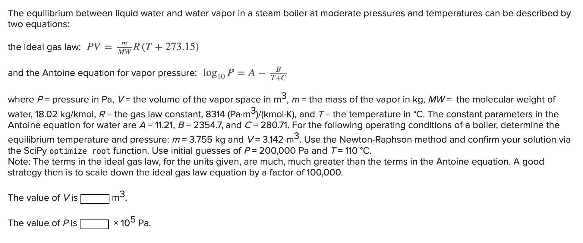 Solved The equilibrium between liquid water and water vapor | Chegg.com