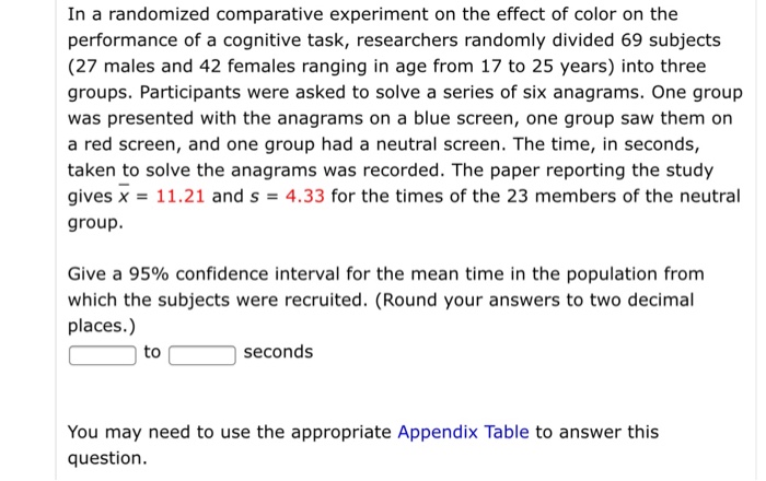 Solved In a randomized comparative experiment on the effect | Chegg.com