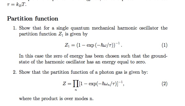 Solved T= kBT. Partition function 1. Show that for a single | Chegg.com