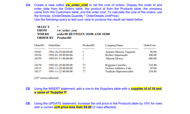 Solved I need these done in SQL please! Thank you:) the | Chegg.com
