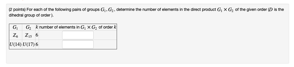 Solved (2 Points) For Each Of The Following Pairs Of Groups | Chegg.com