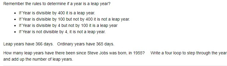 Solved Remember the rules to determine if a year is a leap | Chegg.com