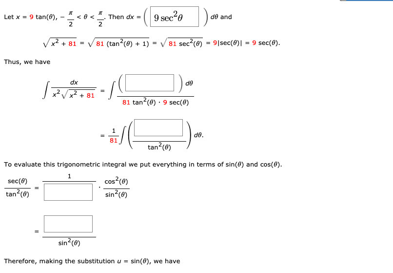 Solved Let X 9 Tan Q ܙ Then Dx 9 Sec O Do And 2 X2