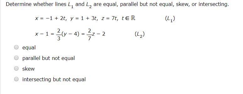 Solved Determine Whether Lines L And L Are Equal Parallel Chegg solved-determine-whether-lines-l-and-l-are-equal-parallel-chegg