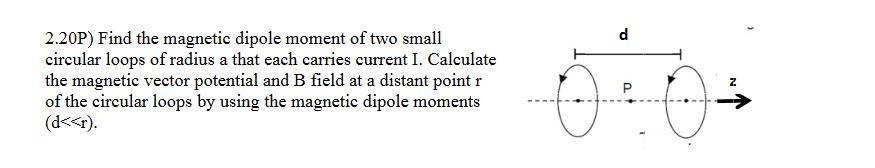 Solved d 2.20P) Find the magnetic dipole moment of two small | Chegg.com