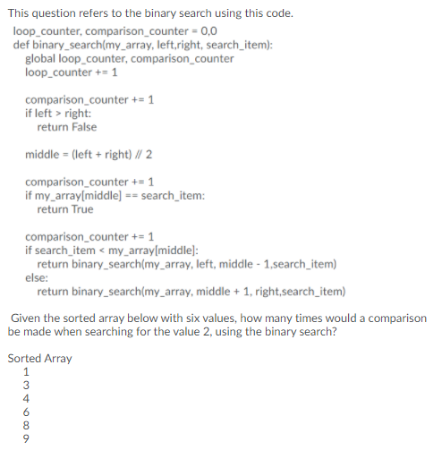 Solved This question refers to the binary search using this | Chegg.com